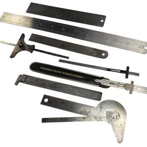 Lot of 8 Vintage Machinist Rulers Starrett Cincinnati General Tempered Steel